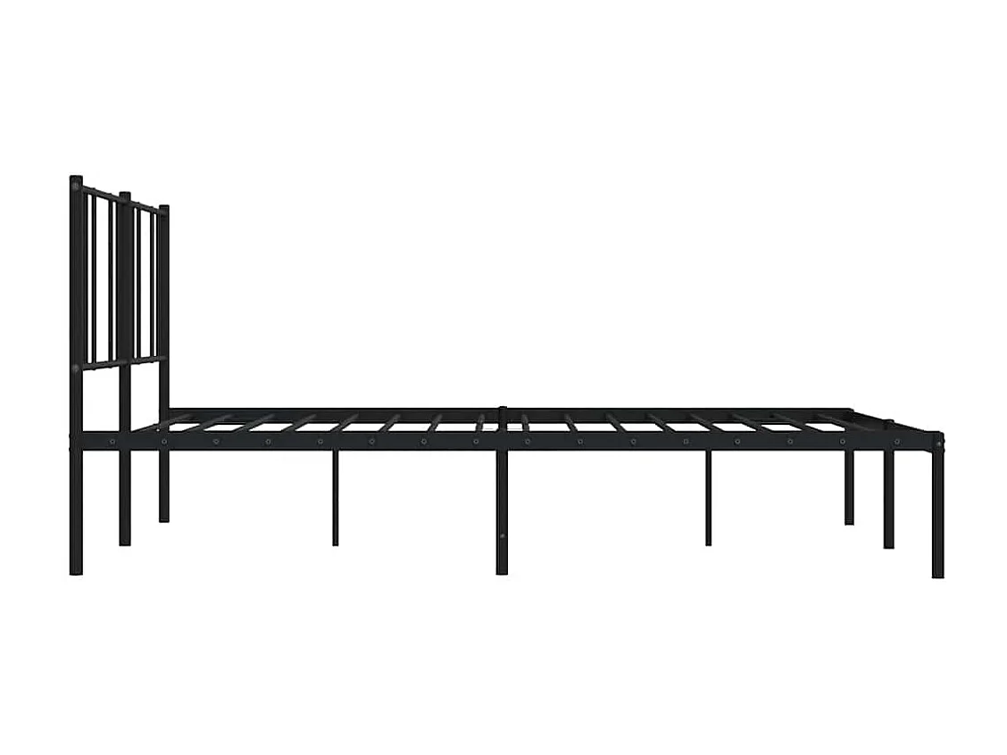Lit double | Lit adulte | Cadre de lit métal avec tête de lit noir 193x203cm