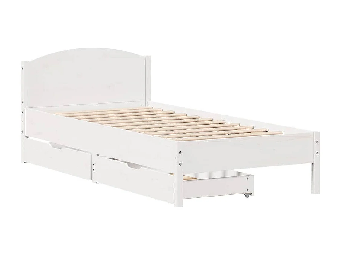 Lit simple | Lit adulte, enfant | Cadre de lit blanc 75x190 cm bois de pin massif
