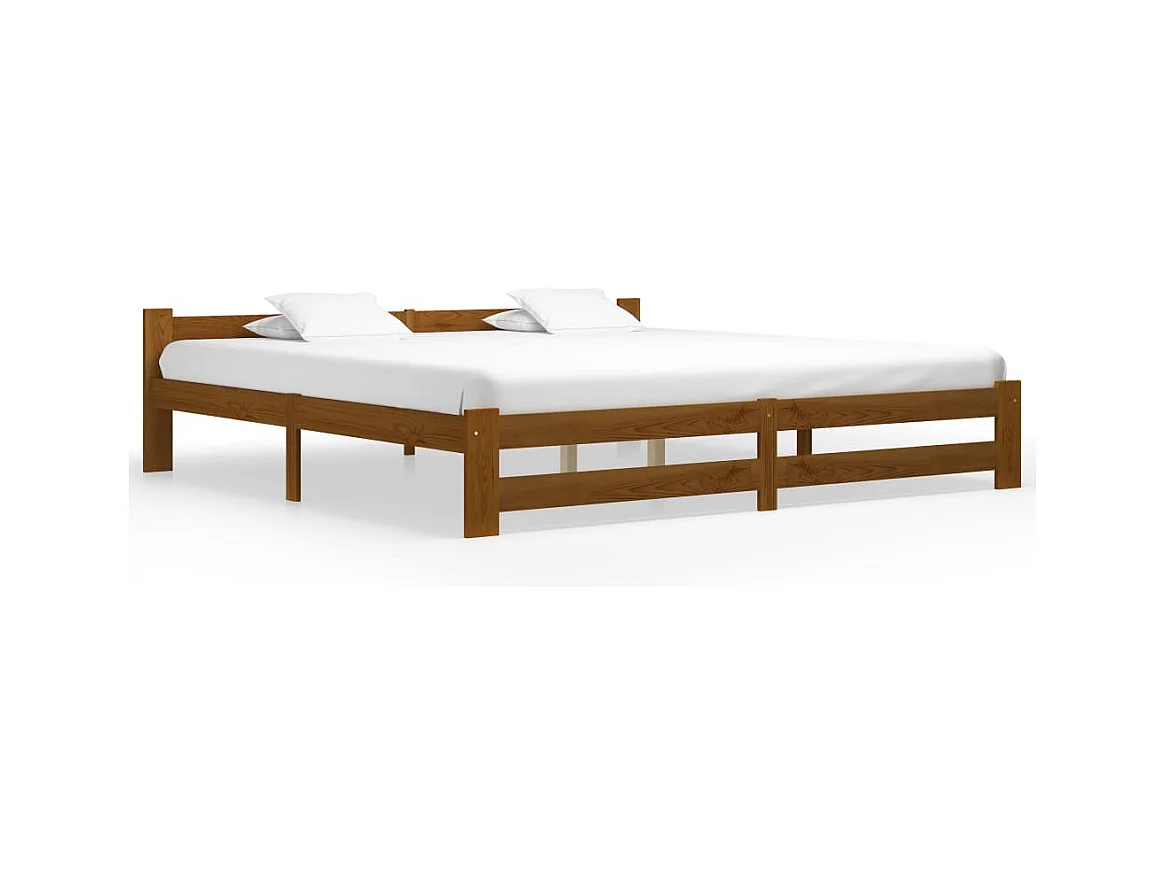Lit double | Lit adulte | Cadre de lit marron miel bois pin massif 200x200cm