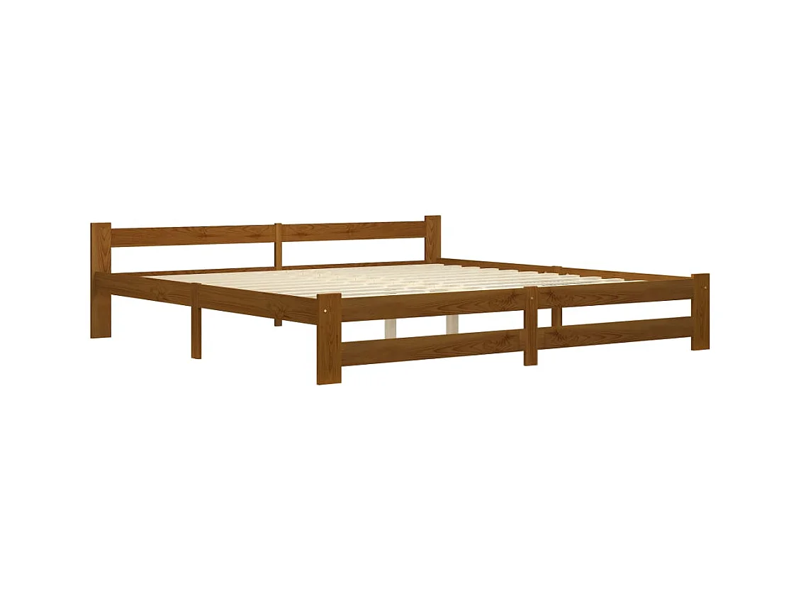 Lit double | Lit adulte | Cadre de lit marron miel bois pin massif 200x200cm