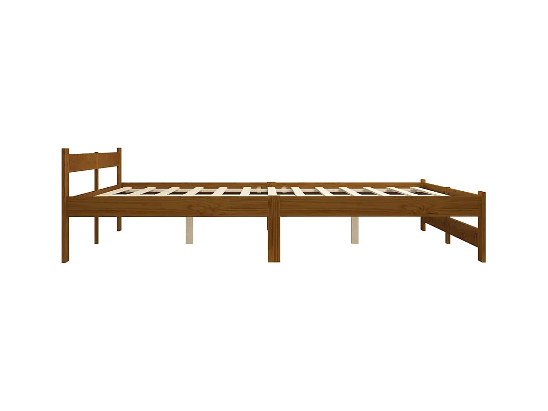 Lit double | Lit adulte | Cadre de lit marron miel bois pin massif 200x200cm