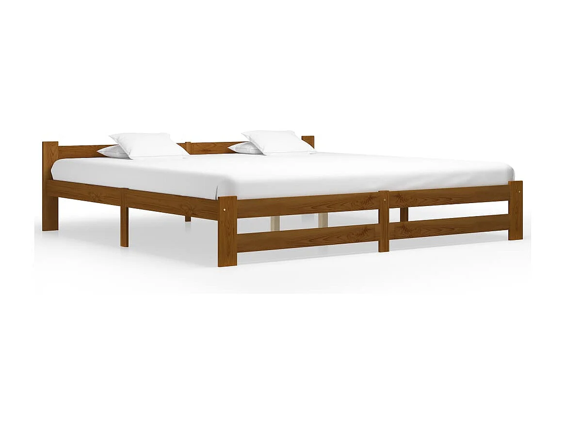 Lit double | Lit adulte | Cadre de lit marron miel bois pin massif 200x200cm