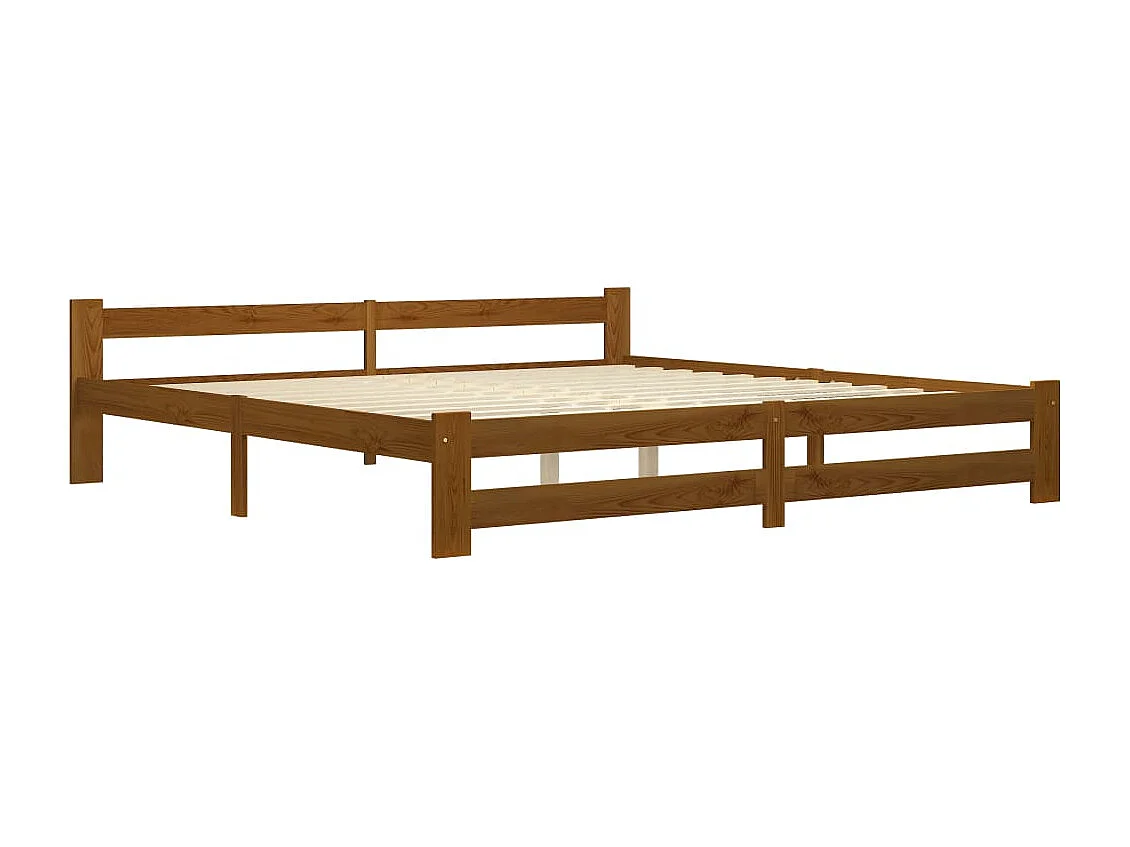 Lit double | Lit adulte | Cadre de lit marron miel bois pin massif 200x200cm