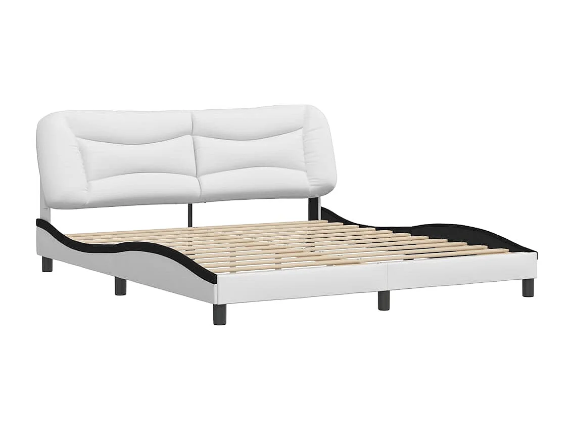 Lit double | Lit adulte | Cadre de lit blanc et noir 180x200 cm similicuir