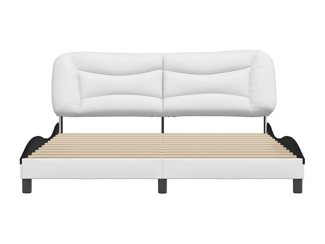 Lit double | Lit adulte | Cadre de lit blanc et noir 180x200 cm similicuir
