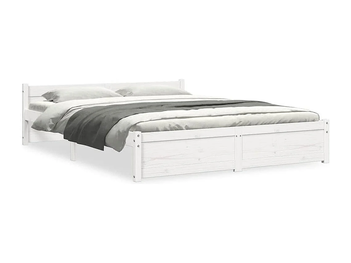 Lit double | Lit adulte | Cadre de lit blanc bois massif 160x200 cm
