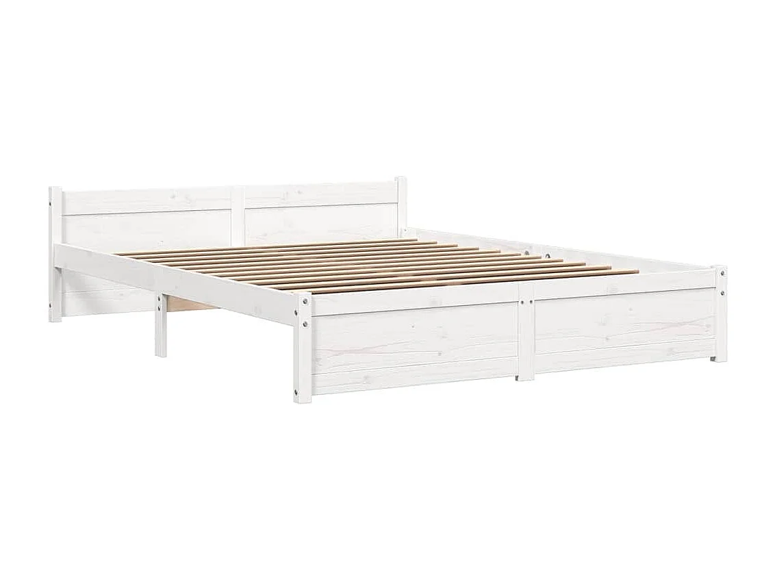 Lit double | Lit adulte | Cadre de lit blanc bois massif 160x200 cm