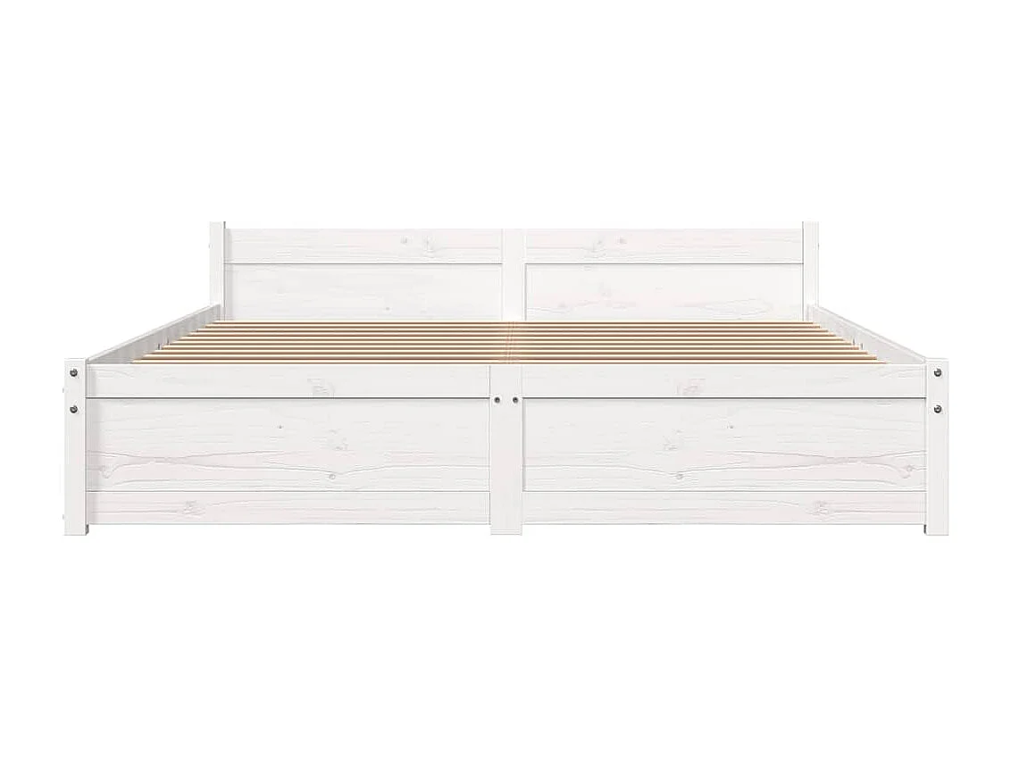Lit double | Lit adulte | Cadre de lit blanc bois massif 160x200 cm