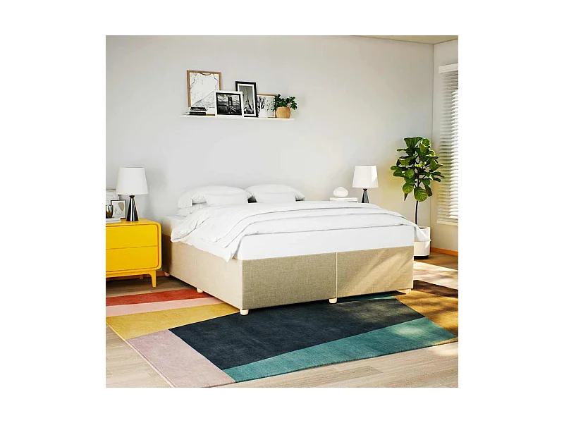 Letto per adulti | Letto matrimoniale | Giroletto senza Materasso Crema 180x200 cm in Tessuto