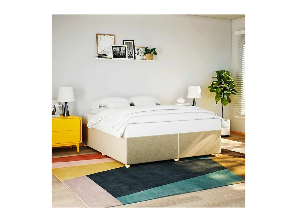 Letto per adulti | Letto matrimoniale | Giroletto senza Materasso Crema 180x200 cm in Tessuto