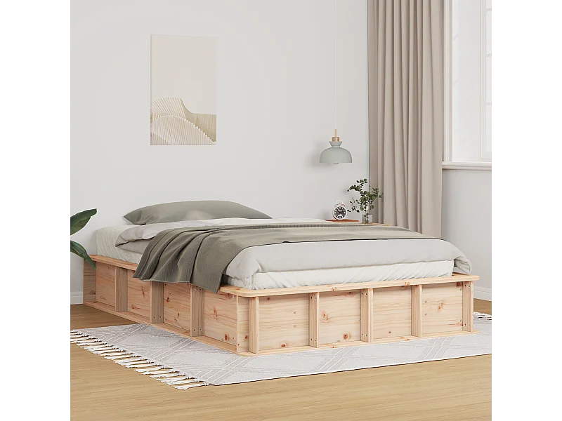 Lit double | Lit adulte | Cadre de lit Marron 140x190 cm Bois massif en pin