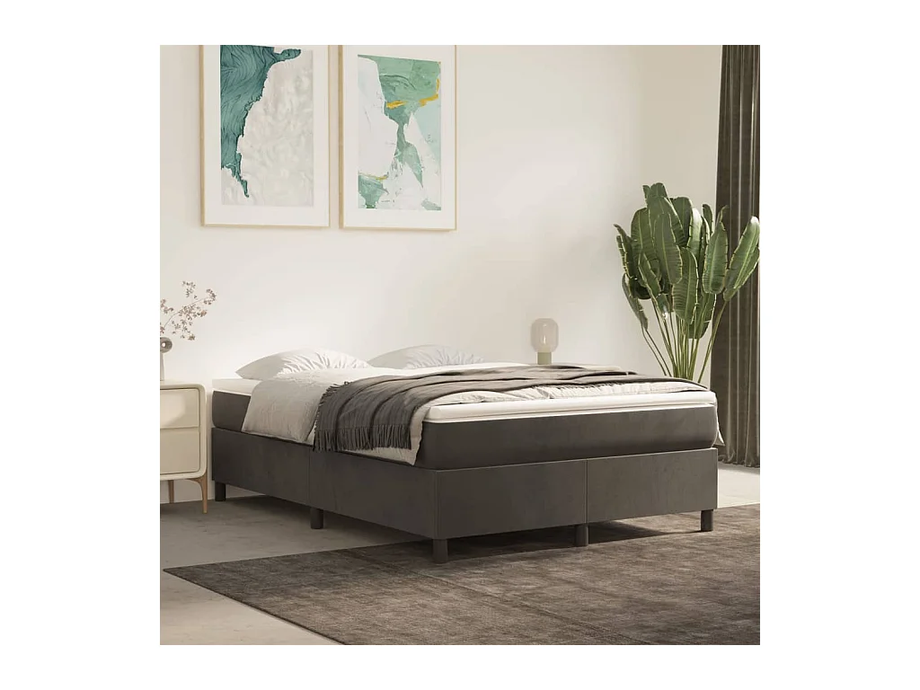 Lit double | Lit adulte | Cadre de lit gris foncé 140x190 cm velours