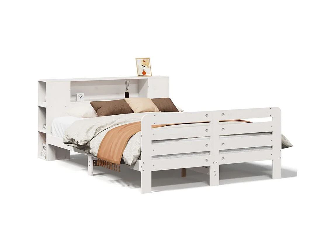Letto per adulti | Letto matrimoniale | Giroletto senza Materasso Bianco 160x200 cm Legno Massello Pino