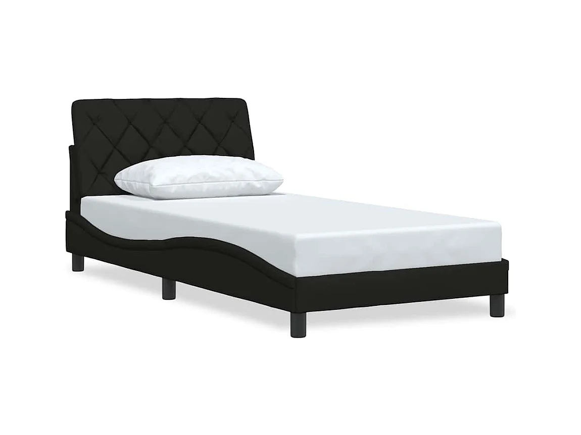 Letto per adulti | Letto singolo | Giroletto senza Materasso Nero 100x200 cm in Tessuto