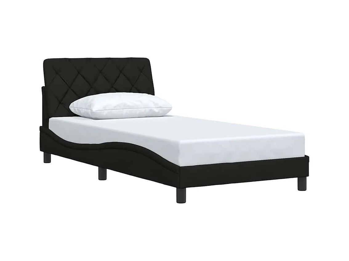 Letto per adulti | Letto singolo | Giroletto senza Materasso Nero 100x200 cm in Tessuto