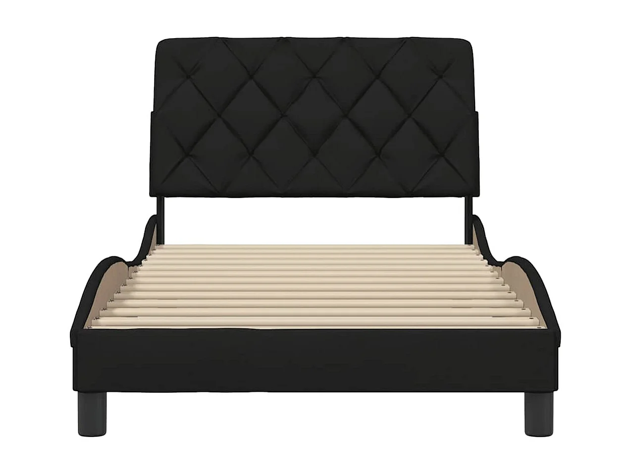 Letto per adulti | Letto singolo | Giroletto senza Materasso Nero 100x200 cm in Tessuto