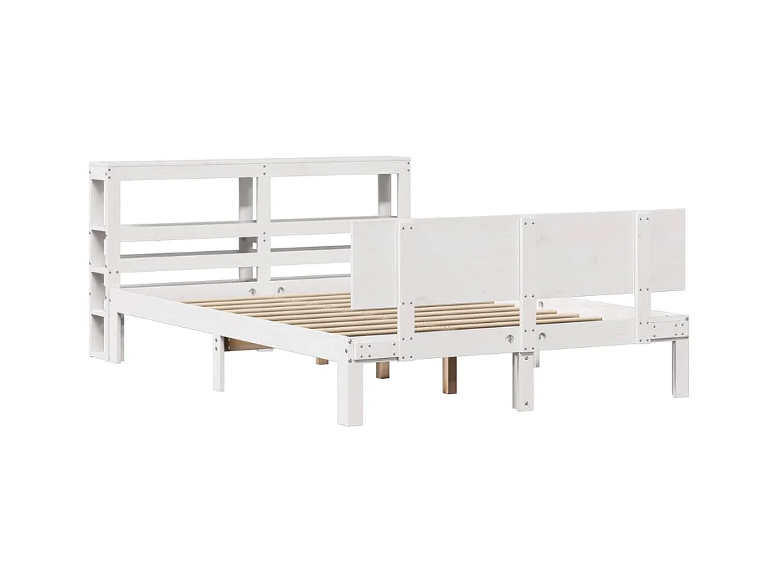 Letto per adulti | Letto singolo | Giroletto con Testiera Bianco 120x190 cm Legno Massello di Pino