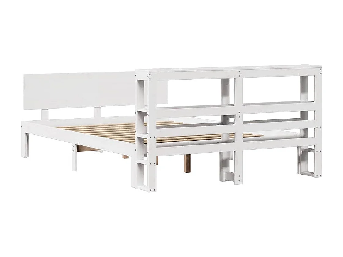 Letto per adulti | Letto singolo | Giroletto con Testiera Bianco 120x190 cm Legno Massello di Pino