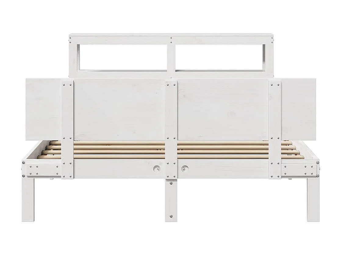 Lit simple | Lit adulte, enfant | Cadre de lit avec tête de lit blanc 120x190 cm