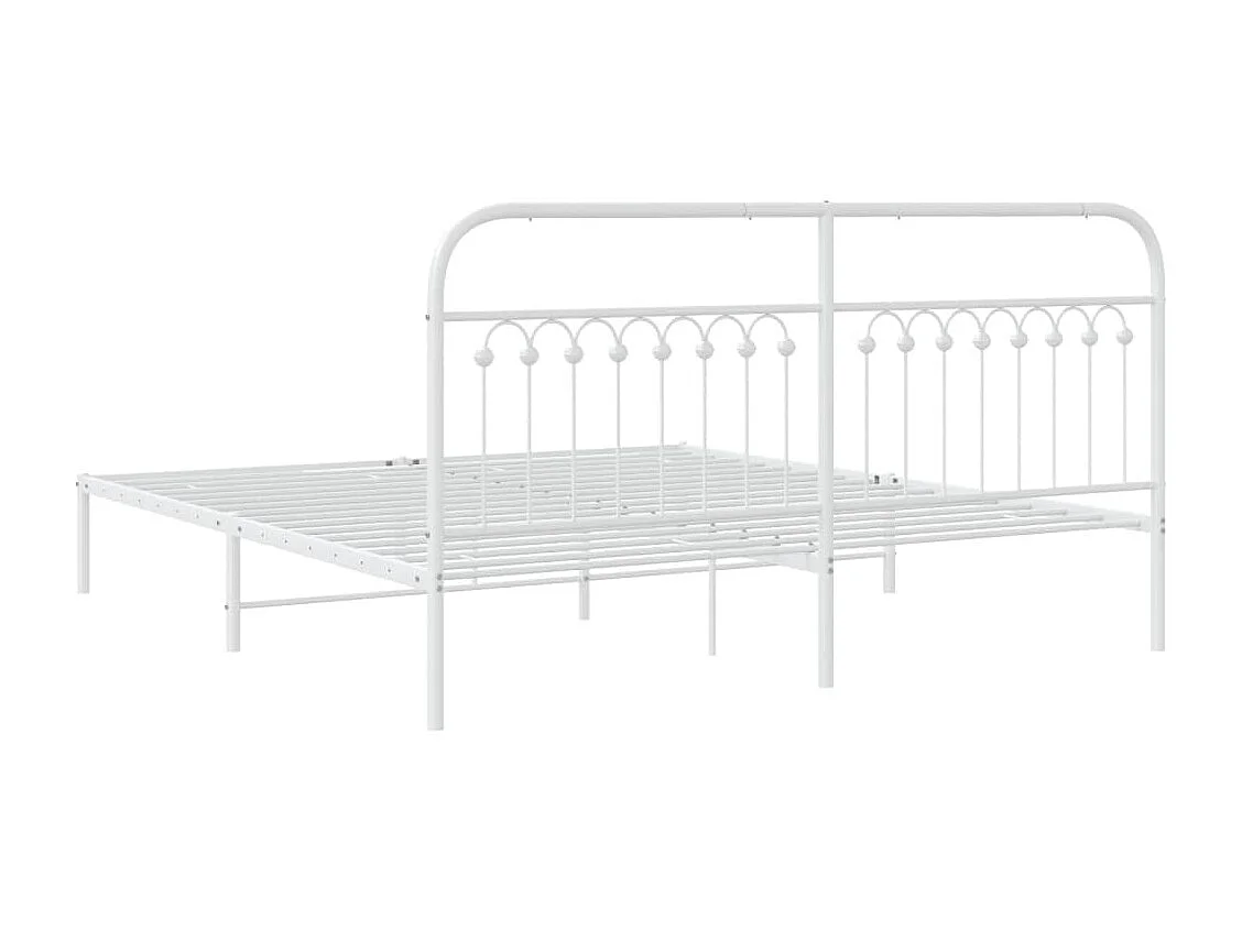Lit double | Lit adulte | Cadre de lit métal et tête de lit blanc 183x213 cm