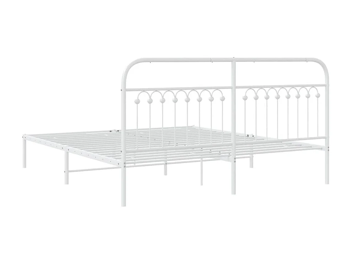 Lit double | Lit adulte | Cadre de lit métal et tête de lit blanc 183x213 cm