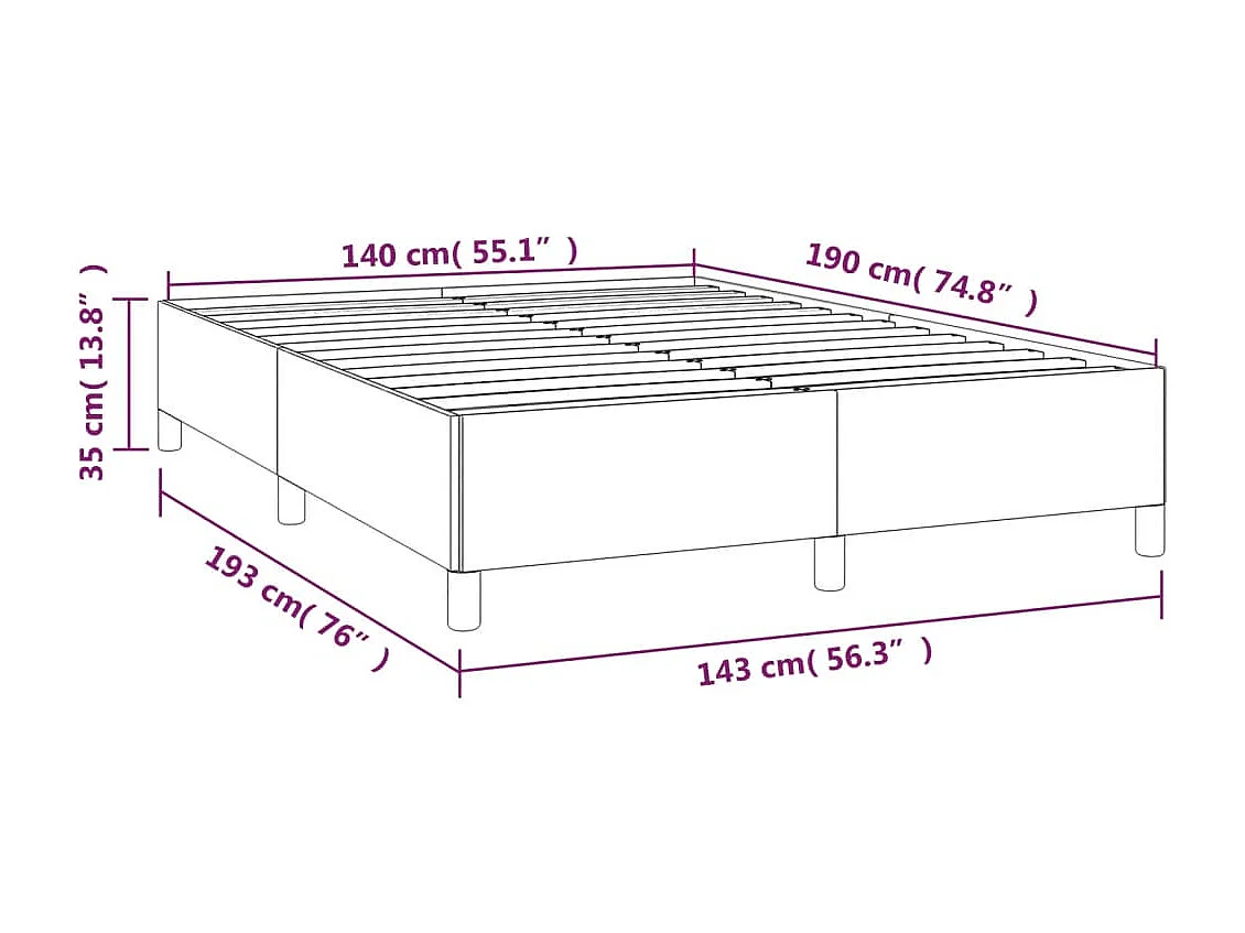 Lit double | Lit adulte | Cadre de lit gris foncé 140x190 cm velours