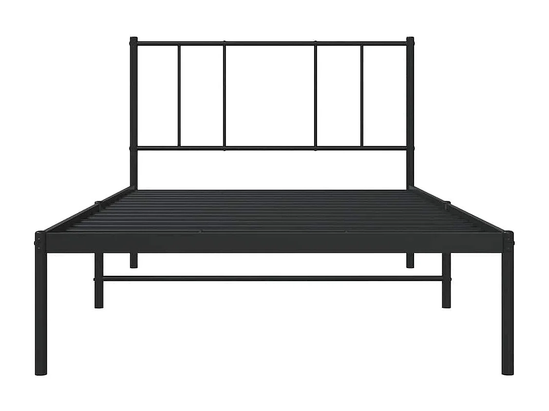 Lit simple | Lit adulte, enfant | Cadre de lit métal avec tête de lit noir 100x190cm