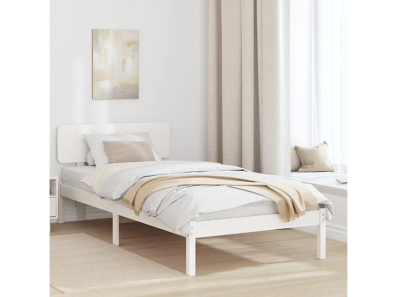 Lit simple | Lit adulte, enfant | Cadre de lit Blanc 90x190 cm Bois massif en pin