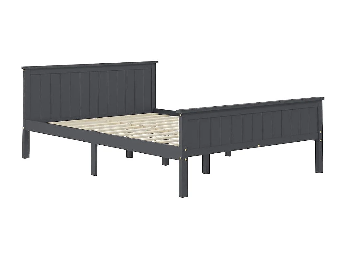 Lit double | Lit adulte | Cadre de lit bois massif de pin gris 160x200 cm