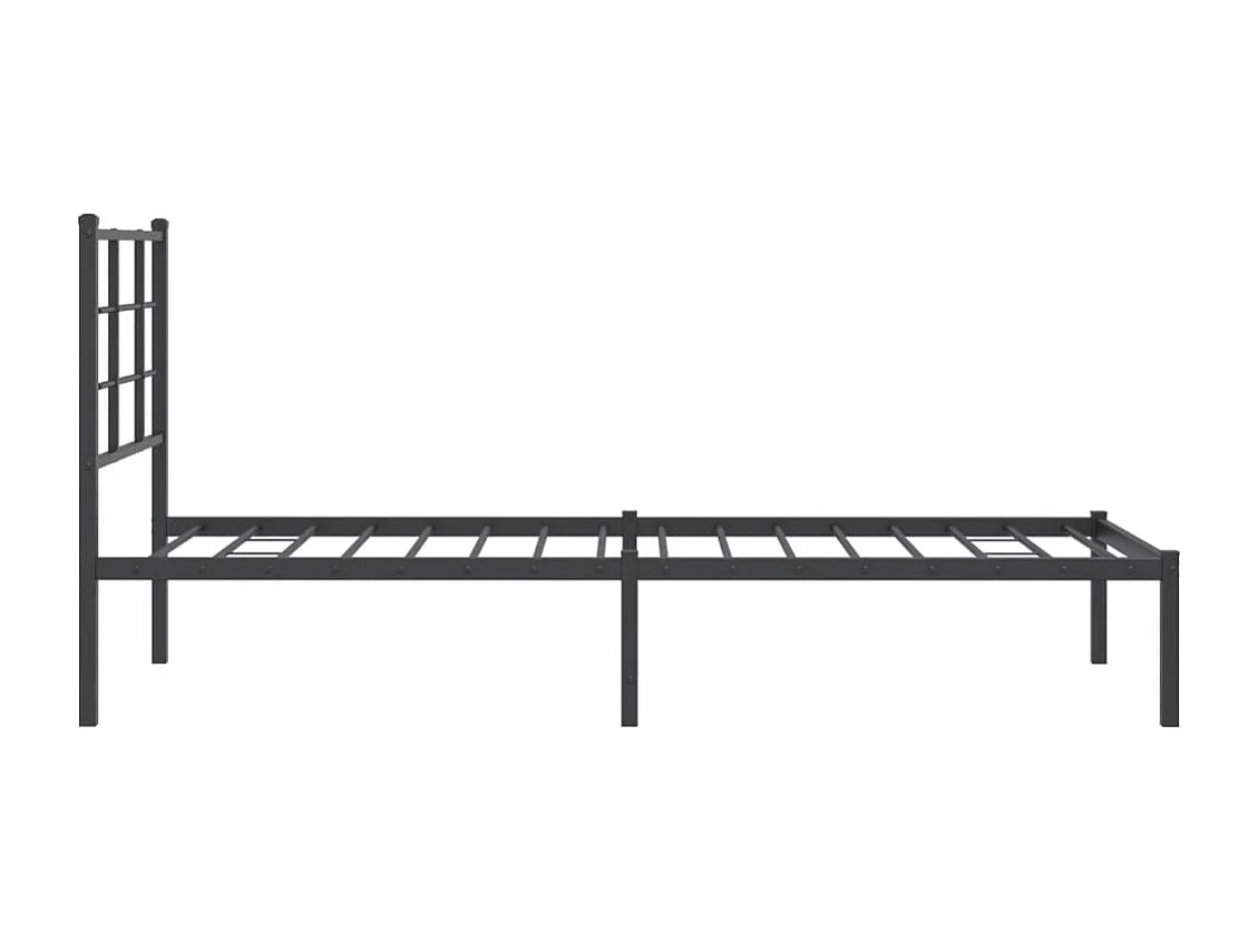 Lit simple | Lit adulte, enfant | Cadre de lit métal avec tête de lit noir 75x190 cm
