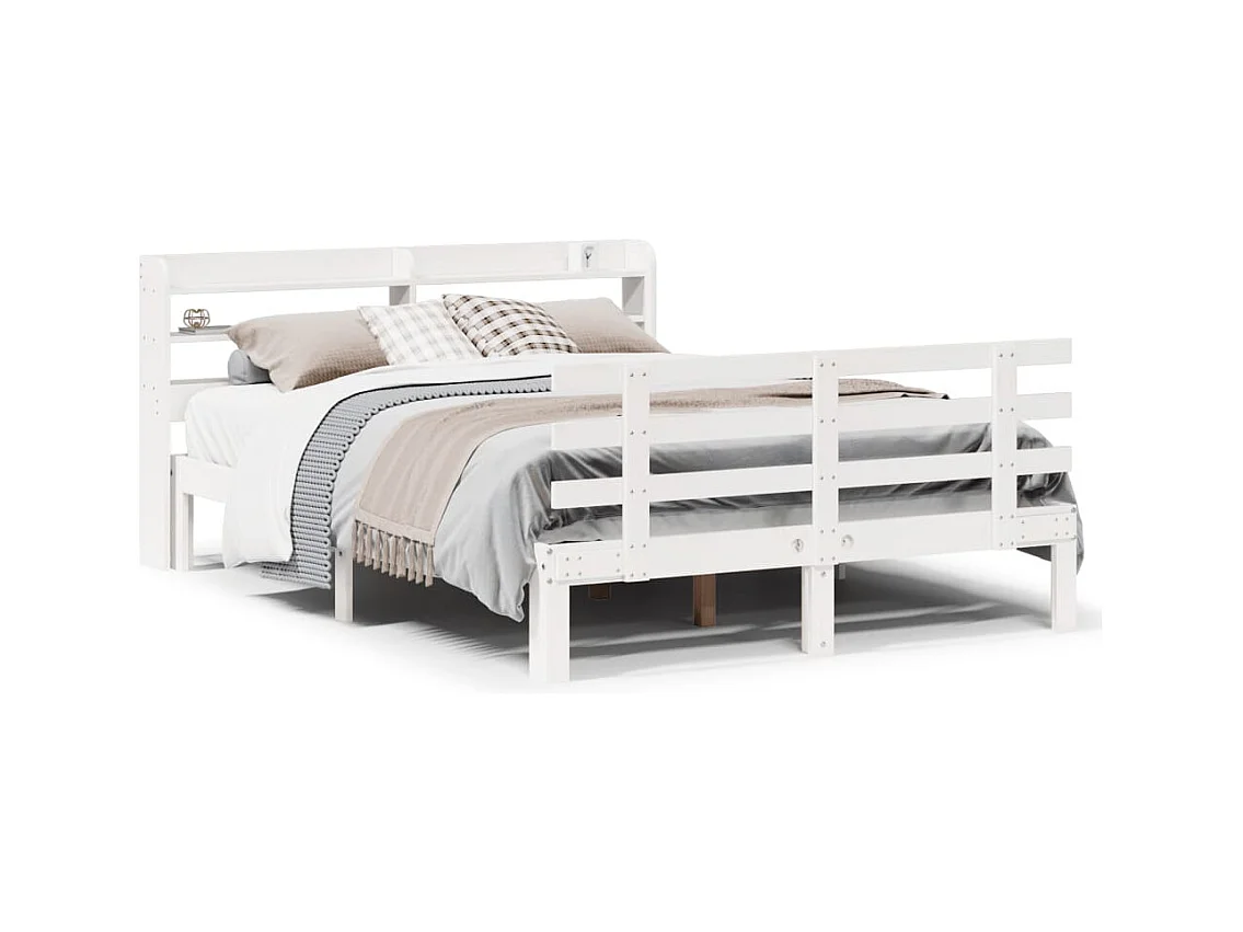 Letto per adulti | Letto matrimoniale | Giroletto con Testiera senza Materasso Bianco 140x200 cm