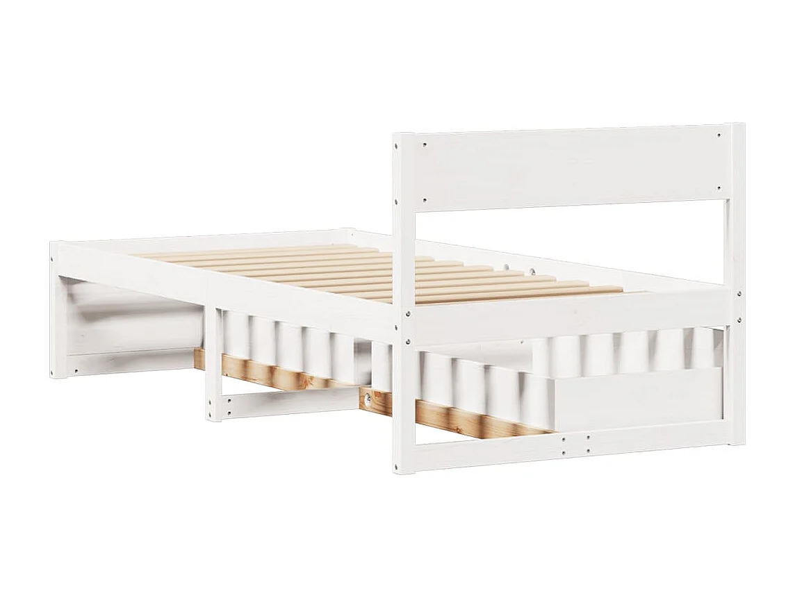 Lit simple | Lit adulte, enfant | Cadre de lit blanc 75x190 cm bois de pin massif