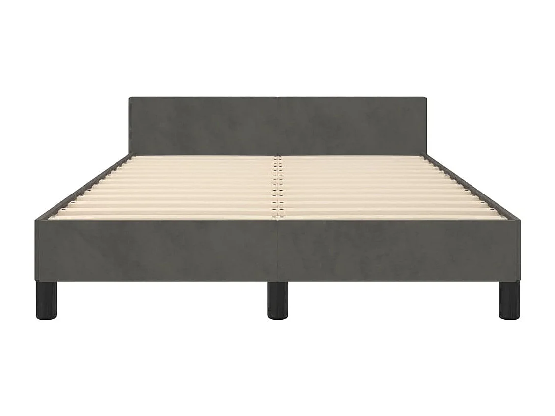 Lit simple | Lit adulte, enfant | Cadre de lit gris foncé 120x200 cm velours