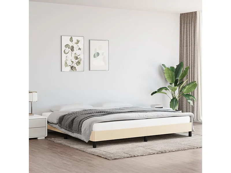 Lit double | Lit adulte | Cadre de lit crème 200x200 cm tissu