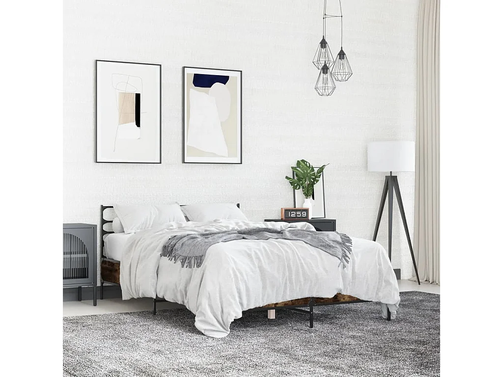Lit simple | Lit adulte, enfant | Cadre de lit chêne fumé 120x190 cm