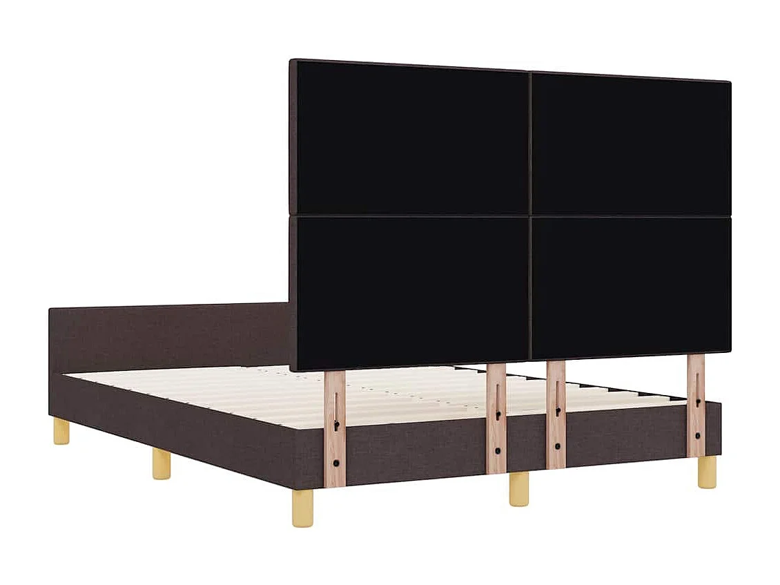 Lit double | Lit adulte | Cadre de lit avec tête de lit Marron foncé 140x190 cm tissu