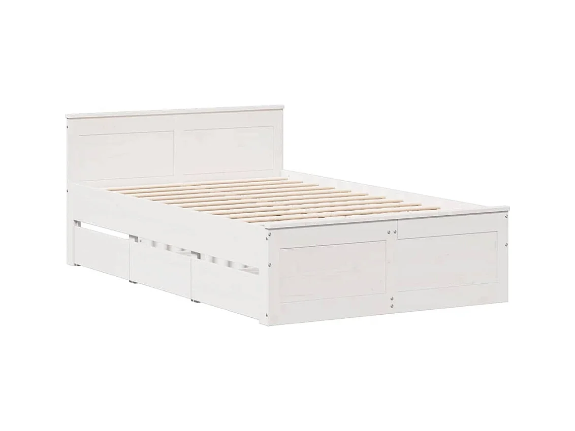 Letto per adulti | Letto matrimoniale | Giroletto senza Materasso con Testata Bianco 135x190 cm Pino
