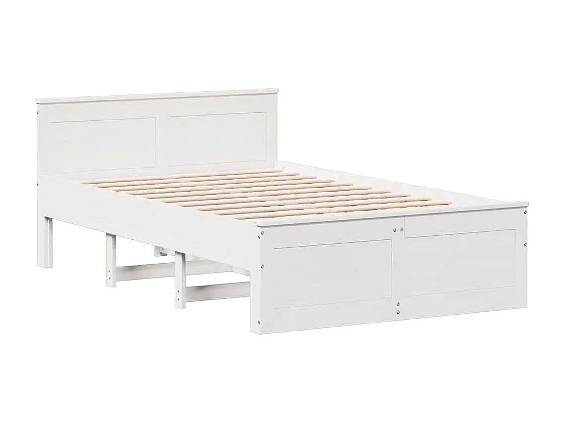Letto per adulti | Letto matrimoniale | Giroletto senza Materasso con Testata Bianco 135x190 cm Pino
