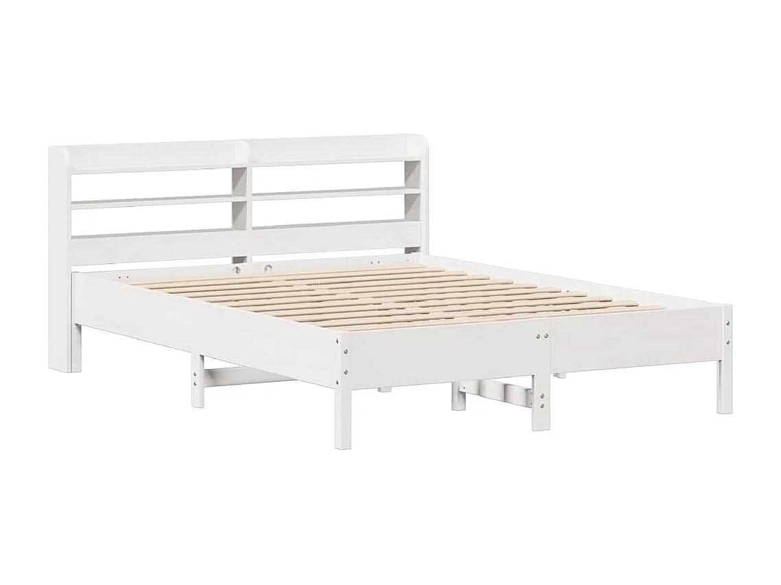 Lit double | Lit adulte | Cadre de lit blanc 140x200 cm bois de pin massif