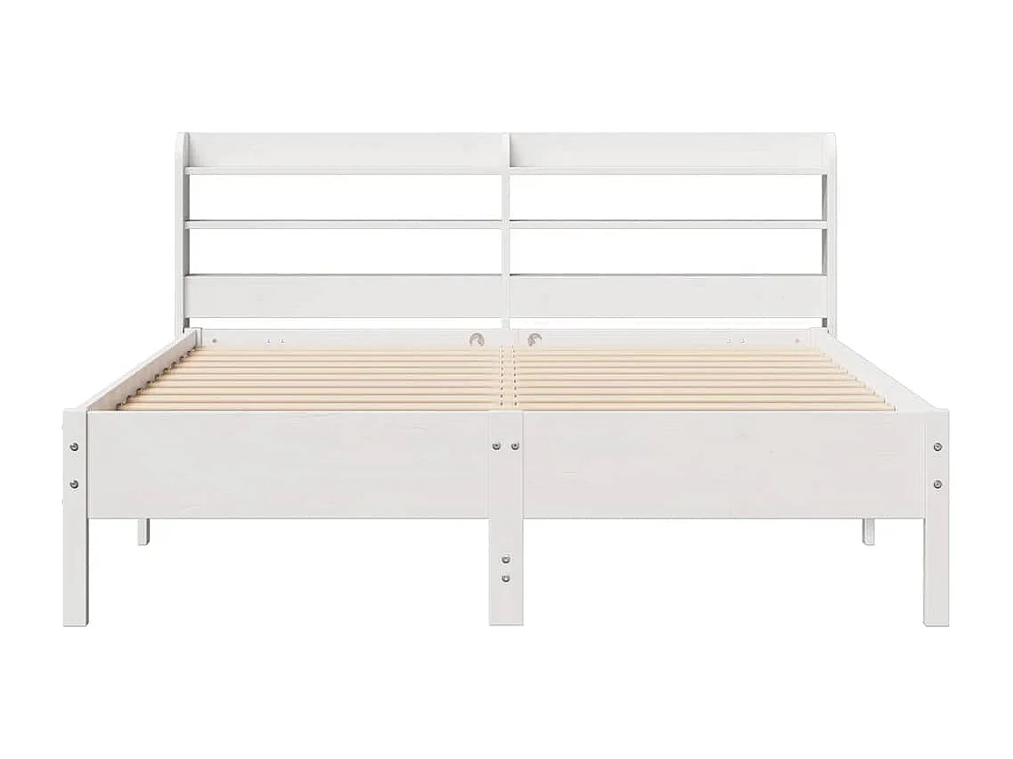 Lit double | Lit adulte | Cadre de lit blanc 140x200 cm bois de pin massif