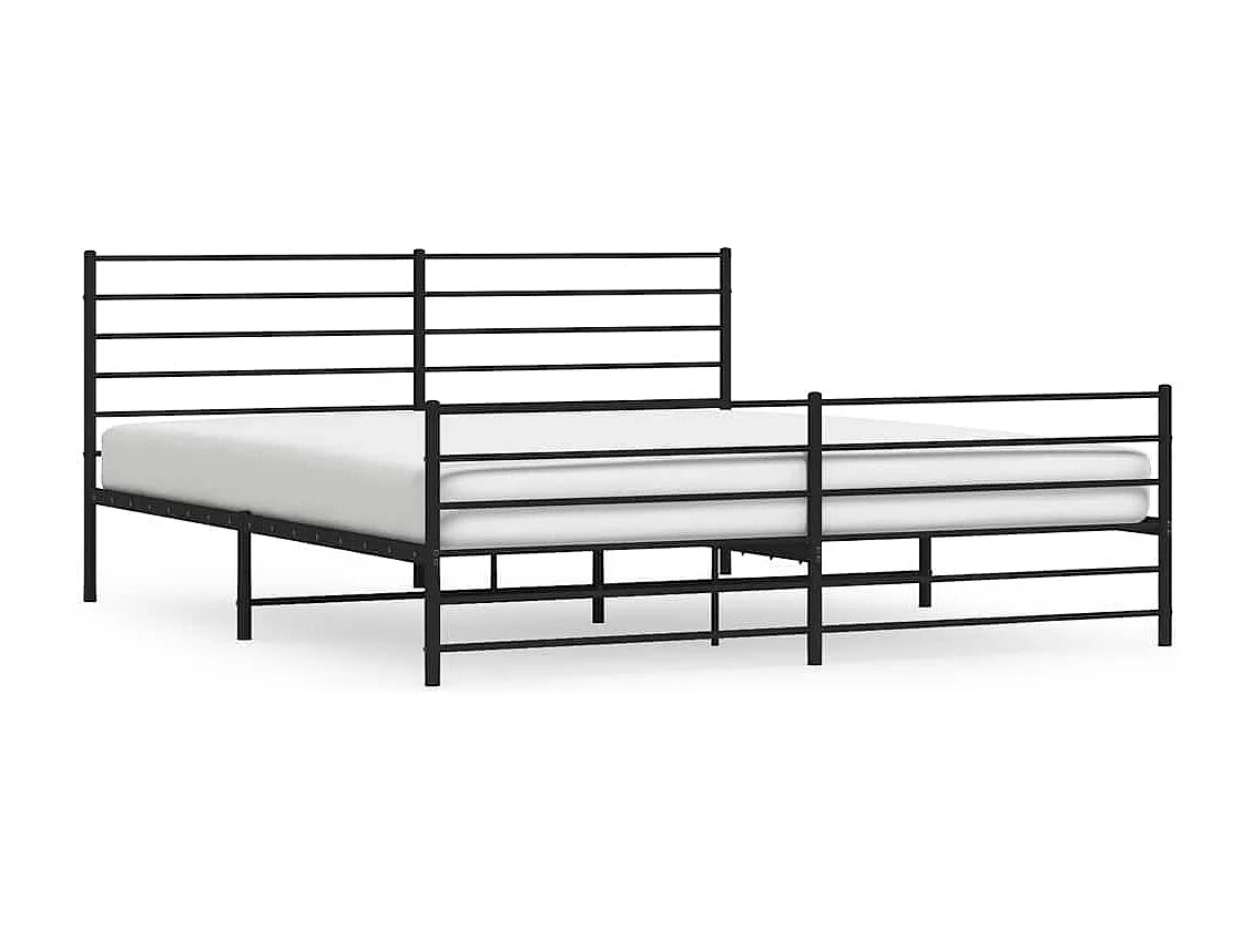 Lit double | Lit adulte | Cadre de lit métal avec pied de lit noir 183x213cm