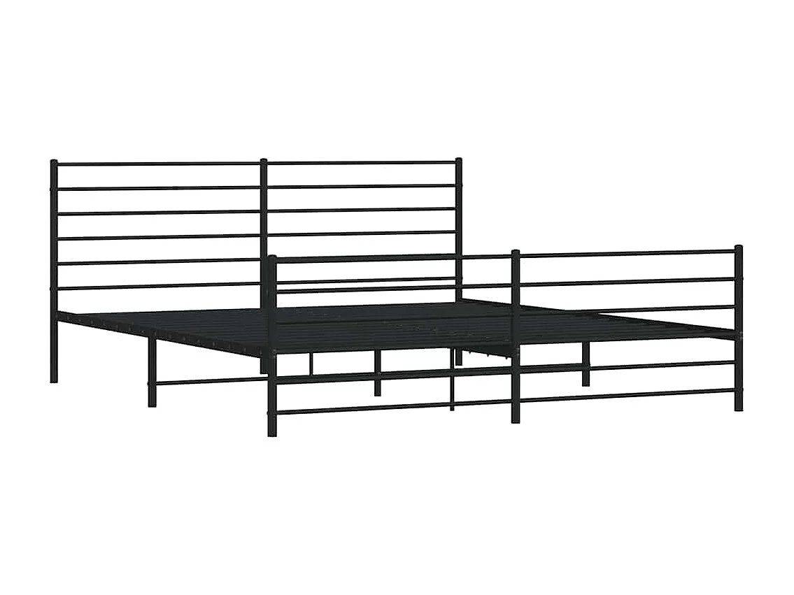 Lit double | Lit adulte | Cadre de lit métal avec pied de lit noir 183x213cm