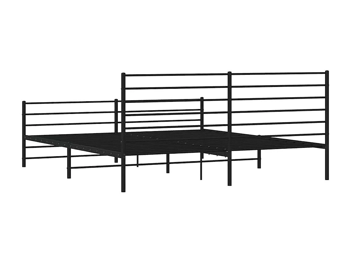 Lit double | Lit adulte | Cadre de lit métal avec pied de lit noir 183x213cm