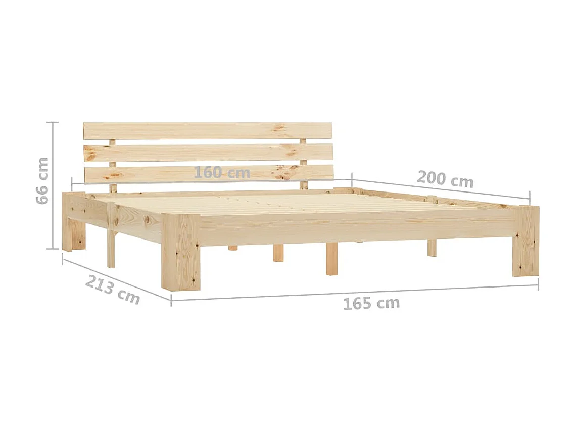 Lit double | Lit adulte | Cadre de lit 160x200 cm bois massif de pin