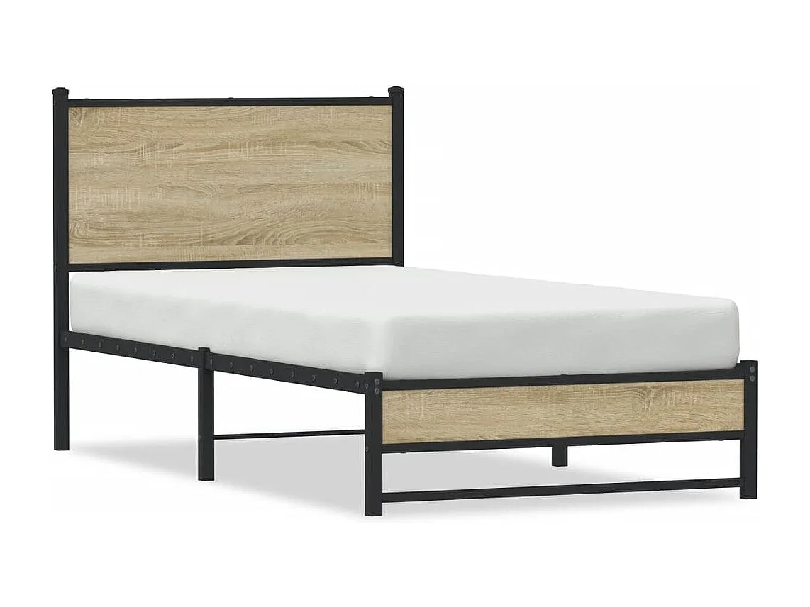 Letto per adulti | Letto singolo | Giroletto senza Materaso in Metallo Rovere Sonoma 80x200 cm