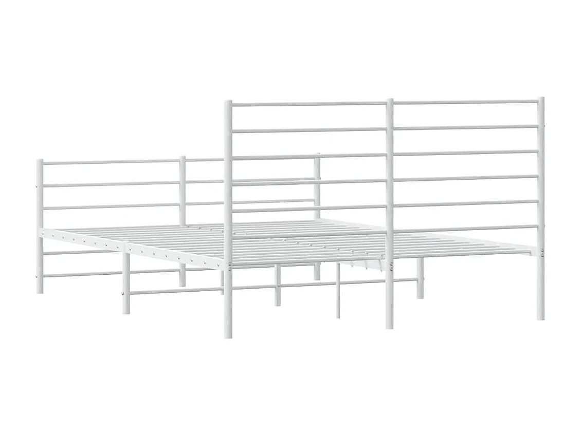 Lit double | Lit adulte | Cadre de lit métal et pied de lit blanc 160x200 cm