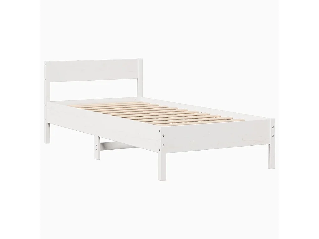 Lit simple | Lit adulte, enfant | Cadre de lit blanc 100x200 cm bois de pin massif