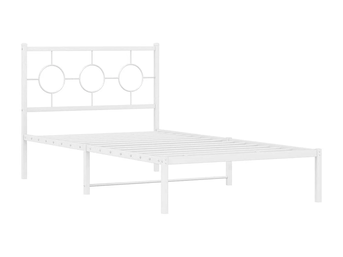 Lit simple | Lit adulte, enfant | Cadre de lit métal et tête de lit blanc 100x190 cm