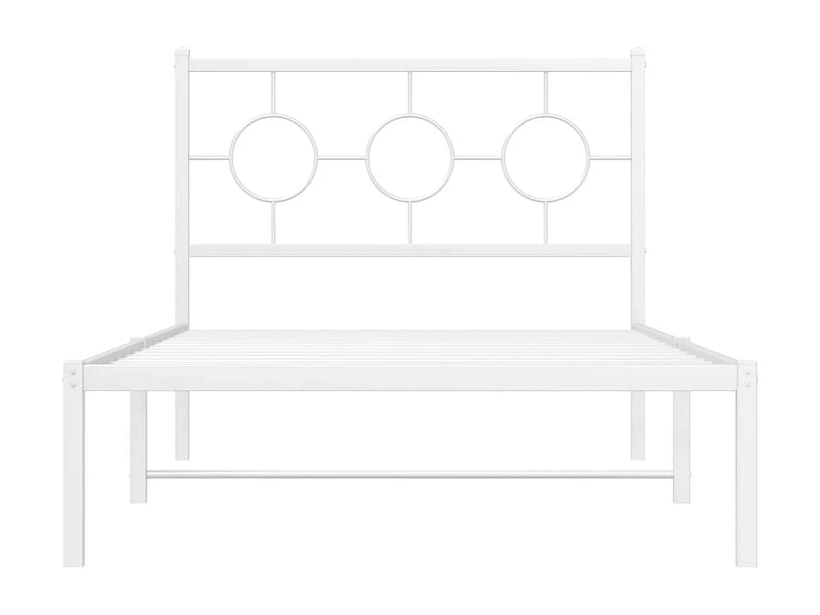 Lit simple | Lit adulte, enfant | Cadre de lit métal et tête de lit blanc 100x190 cm