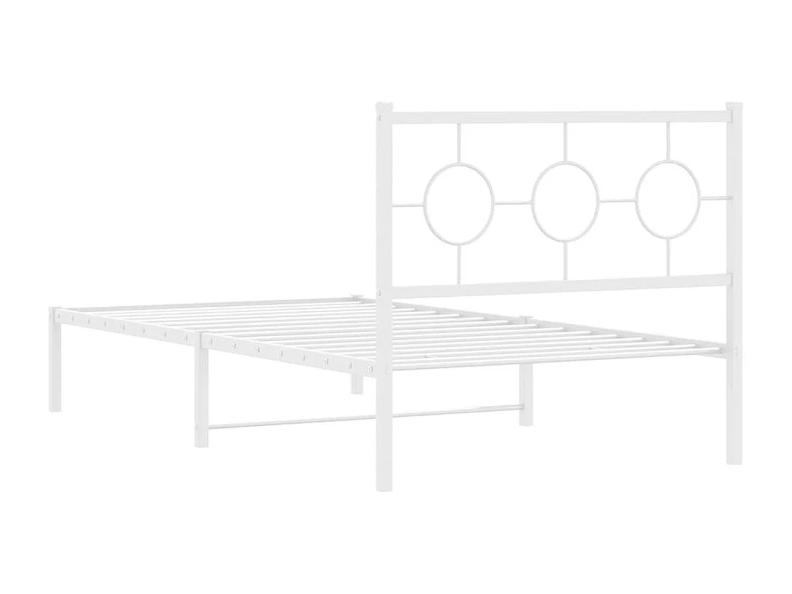Lit simple | Lit adulte, enfant | Cadre de lit métal et tête de lit blanc 100x190 cm